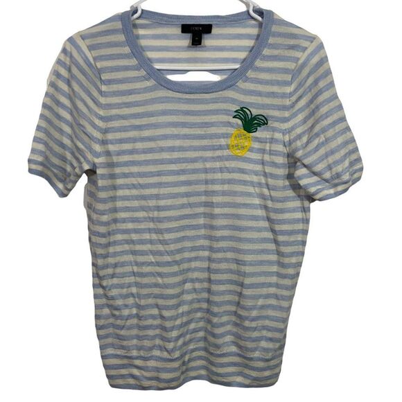 J. Crew Striped Pineapple Graphic Short Sleeve T-Shirt - Picture 1 of 3